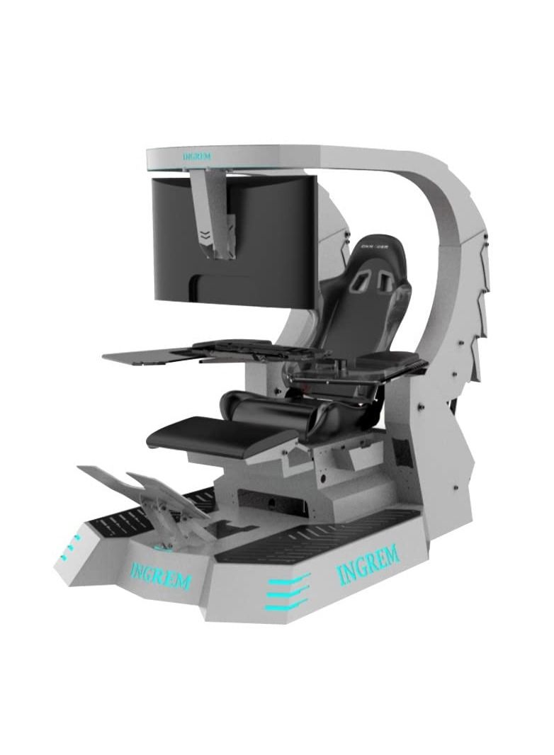 كول بيبي COOLBABY Zero Gravity Gamer Chair with Heat Massage Cockpit LED Swivel Racing Gaming Workstation with Foot Rest for 3 Monitors Electrical Recline Chair (باللغة الإنجليزية)  - Image 1