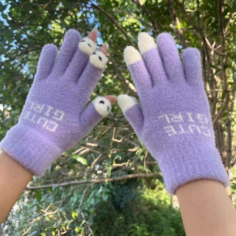 Original New Fashion Knitted Warm Touch-Screen Full-Finger And Fingerless Jacquard Gloves For , Suitable For Gaming And Student Homework - Image 3
