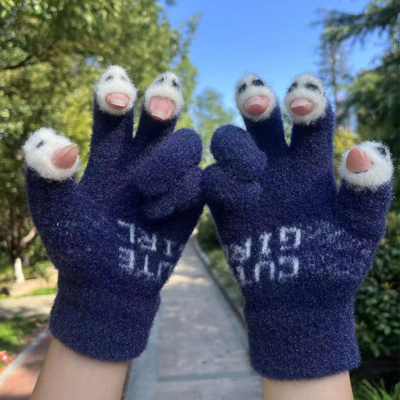 Original New Fashion Knitted Warm Touch-Screen Full-Finger And Fingerless Jacquard Gloves For , Suitable For Gaming And Student Homework - Image 5