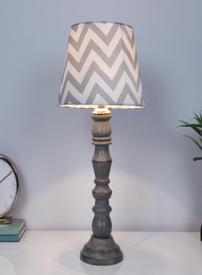 tu casa مصباح طاولة من خشب المانجو الرمادي الريفي من تو كاسا لتزيين المنزل، غرفة النوم، غرفة المعيشة، الصالة، المكتب، هدية للمناسبات، طاولة الدراسة (بنقشة متاهة) - Image 3