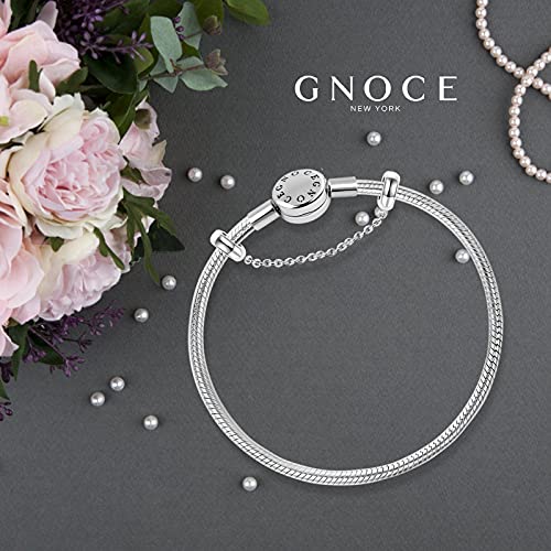 GNOCE Charm Bracelet Stainless Steel Snake Chain Metal Basic Charm Bracelet DIY Bangle with Round shaped Clasp (Stainless Steel, 16cm) - Image 3