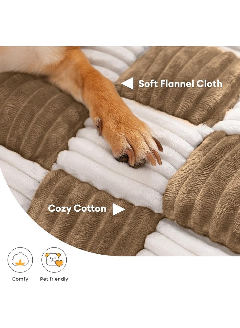 YOUWE7 Pet Couch Covers for Sofa, Small Dog Couch Cover Bed Cozy Cream Plaid Washable Pet Mat for Furniture Protector Sofa Cover for Dogs Cats, Small (Brown, 90CM*90CM) - Image 5