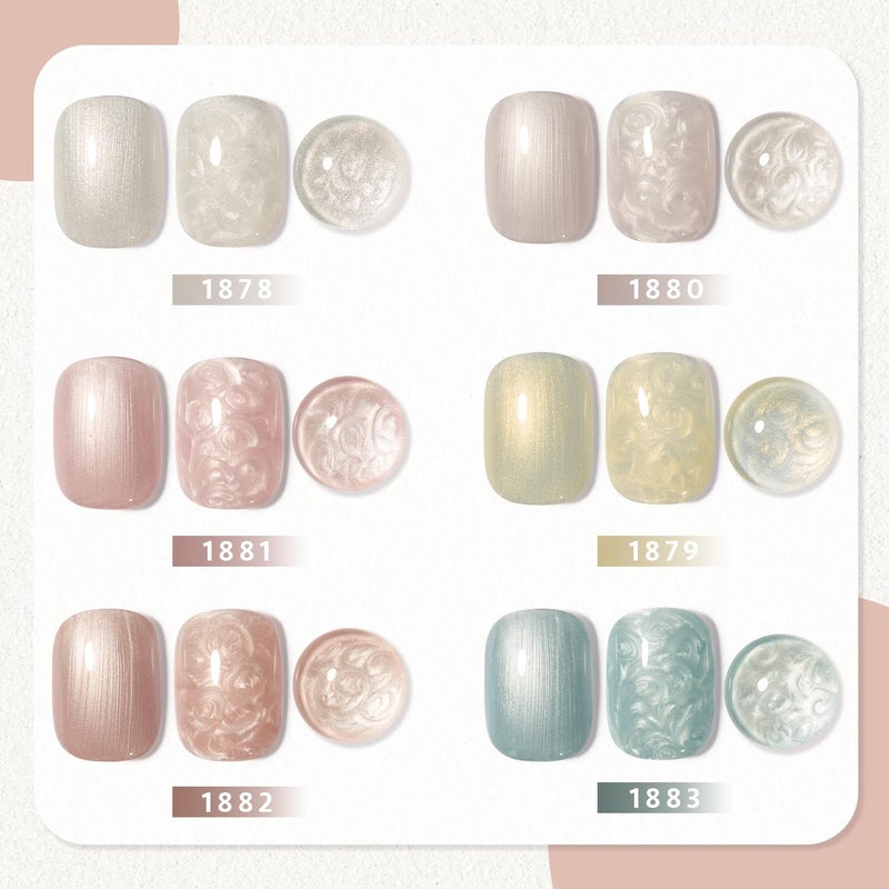 GAOY Pearl Gel Nail Polish Set, 6 Colors Shimmer Mermaid, Pink White Blue Soak Off UV Gel Polish Kit, Baroque Pearl - Image 2