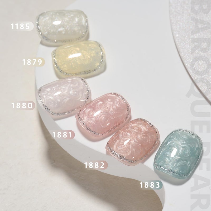 GAOY Pearl Gel Nail Polish Set, 6 Colors Shimmer Mermaid, Pink White Blue Soak Off UV Gel Polish Kit, Baroque Pearl - Image 5