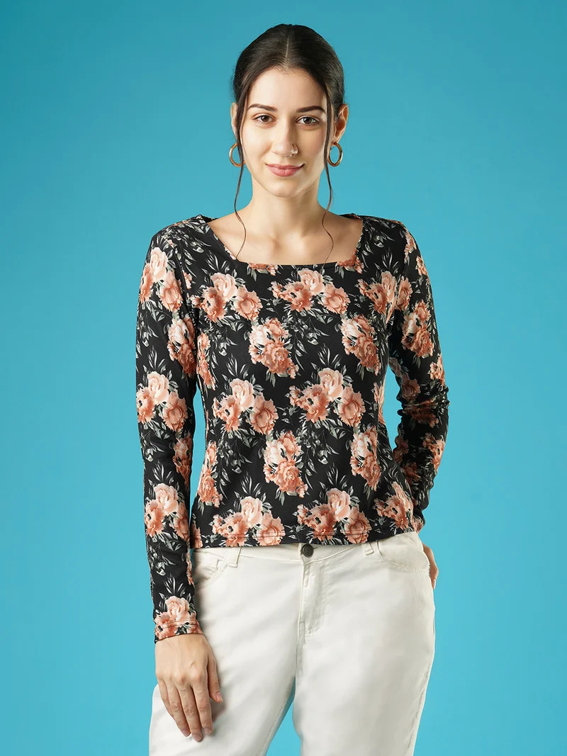 Women Floral Printed Crepe Top