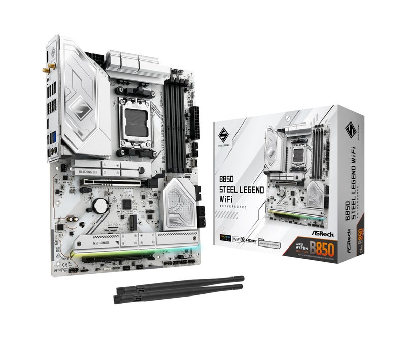 ASRock B850 Steel Legend WiFi AMD AM5 ATX Motherboard Supports AMD Ryzen 900080007000 Series Processors DDR5 8000 OC PCIe 50 25G LAN WiFi 7 1421 Power Phase - Image 2