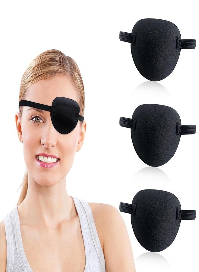 AJICA Adjustable Eye Patches for Kids & Adults, Medical Eye Patches for Amblyopia Lazy Eye Patches for Left or Right Eyes, Black 3D Adjustable Eyepatch | Pirate Patch for Halloween & Christmas (Black, Pack of 3) - Image 1
