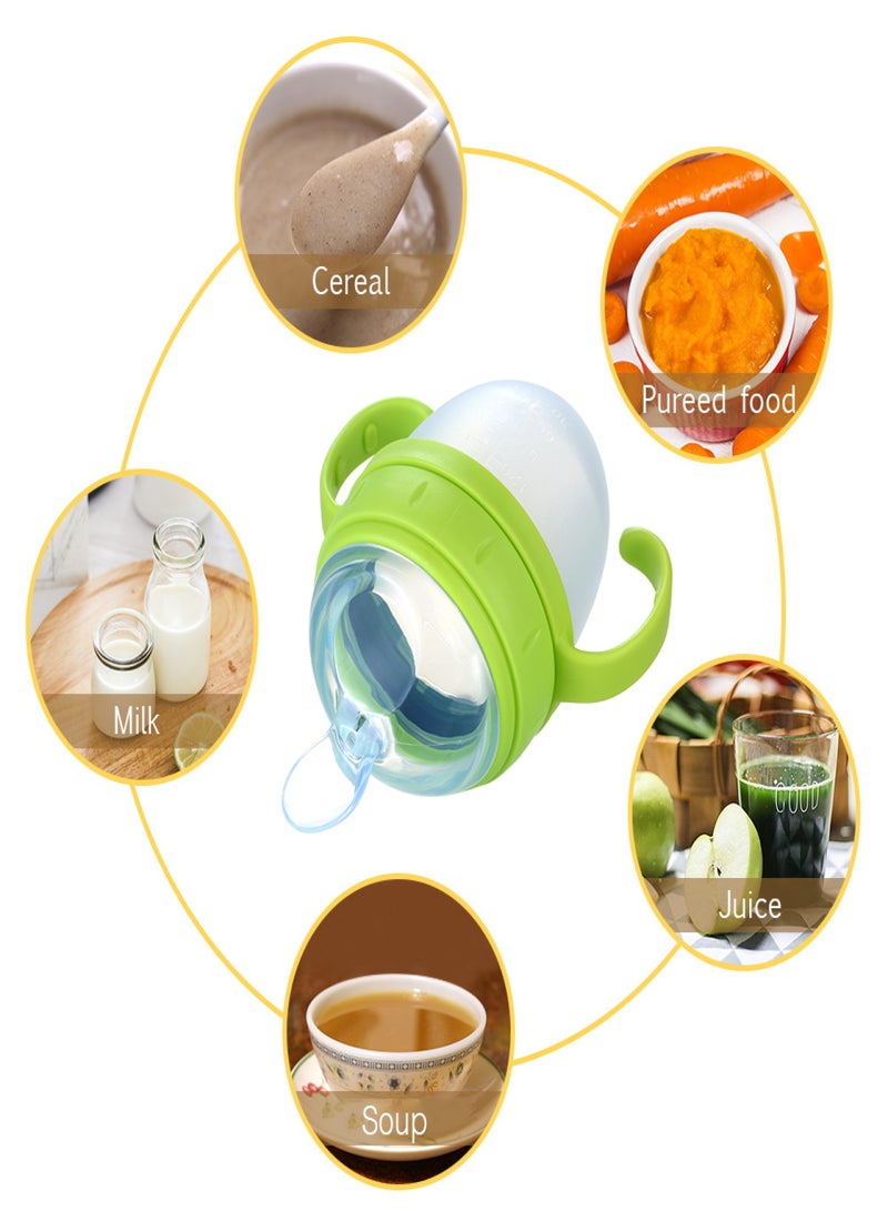 150ml/ 5oz Silicone Squeeze Baby Rice Cereal Bottle Food Dispensing Spoon Leak Proof Portable Training Feeding Bottles with Spoon for Babies Infants Toddlers - Image 4