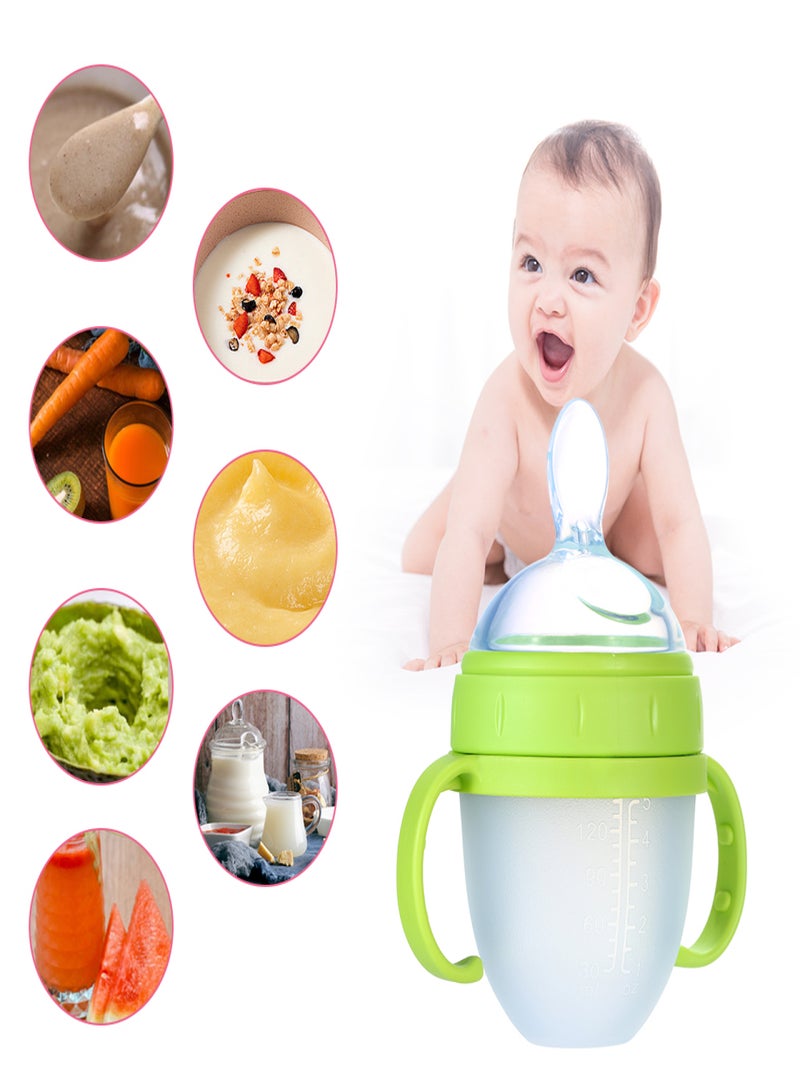 150ml/ 5oz Silicone Squeeze Baby Rice Cereal Bottle Food Dispensing Spoon Leak Proof Portable Training Feeding Bottles with Spoon for Babies Infants Toddlers - Image 2