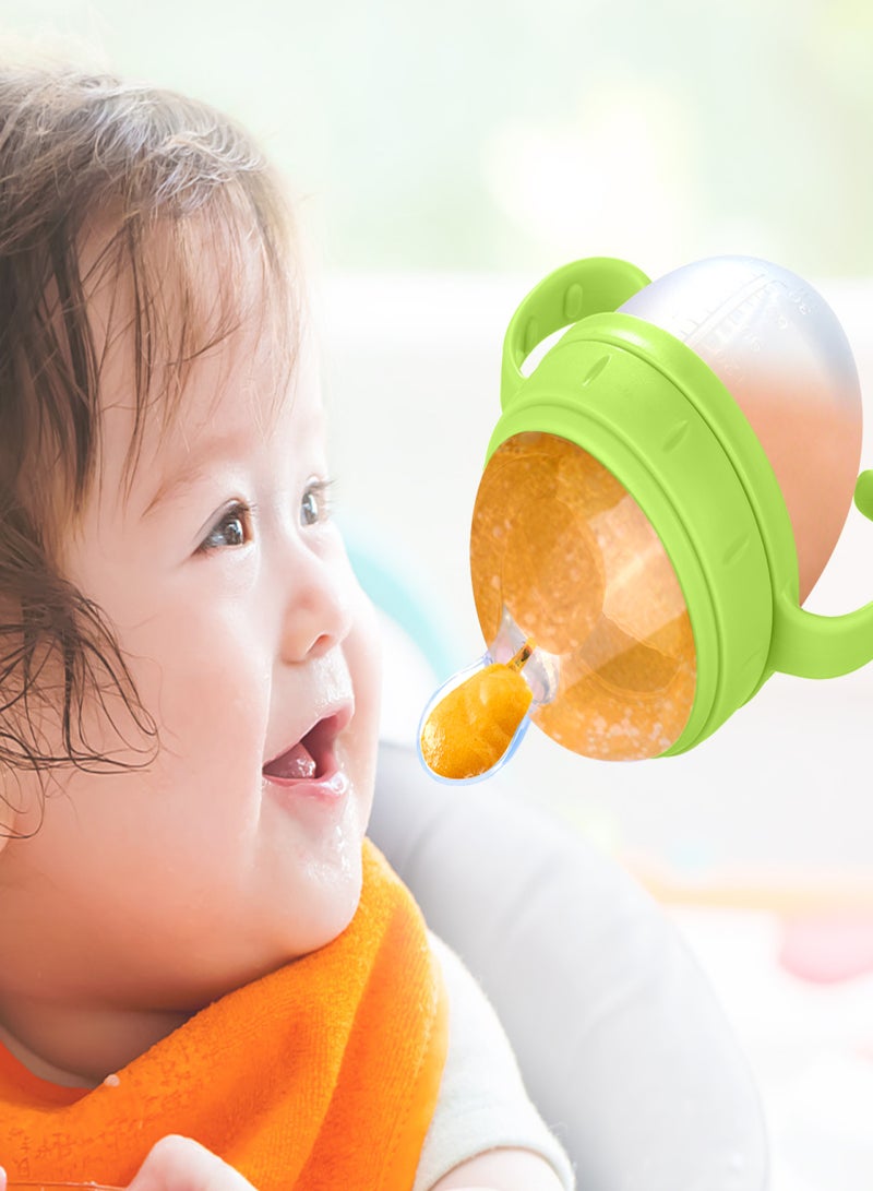 150ml/ 5oz Silicone Squeeze Baby Rice Cereal Bottle Food Dispensing Spoon Leak Proof Portable Training Feeding Bottles with Spoon for Babies Infants Toddlers - Image 3