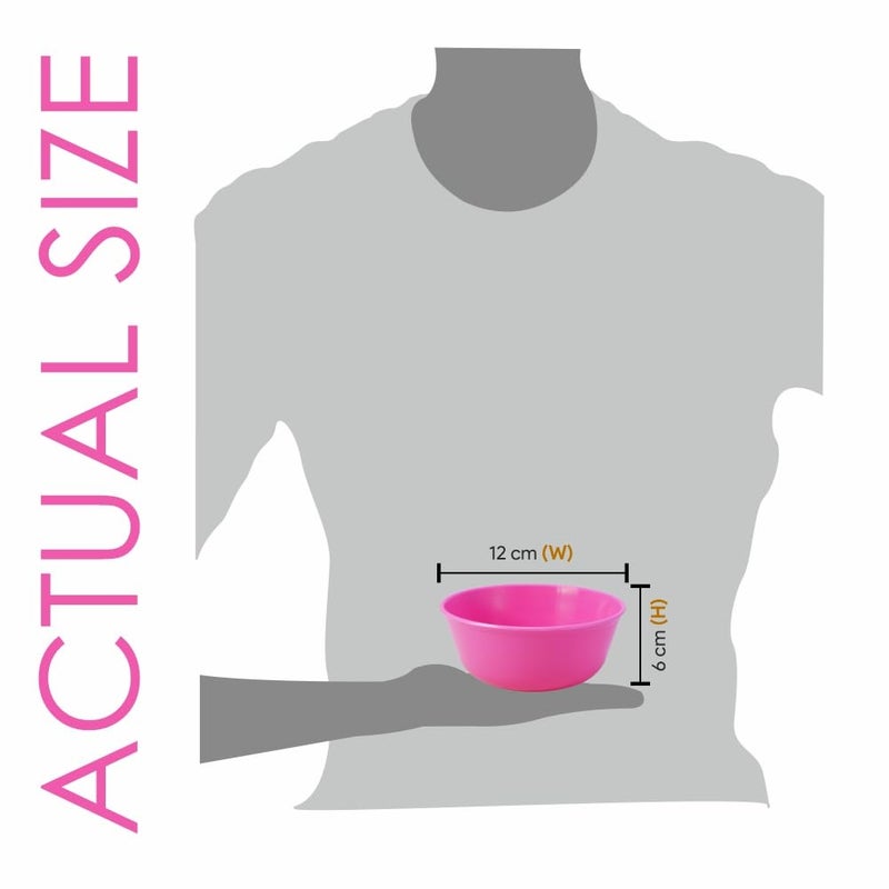 Wonder Homeware Prime Sigma 500 Unbreakable BPA Free Plastic Bowl Set for Cereal, Salad, Rice, Soup, Pasta, Snack Bowl, Microwave Safe, Dishwasher Safe, 6 Pcs, 450 ml, Pink Color - Image 3