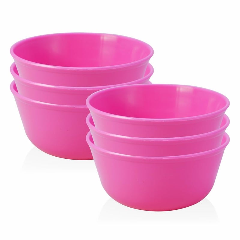 Wonder Homeware Prime Sigma 500 Unbreakable BPA Free Plastic Bowl Set for Cereal, Salad, Rice, Soup, Pasta, Snack Bowl, Microwave Safe, Dishwasher Safe, 6 Pcs, 450 ml, Pink Color - Image 1