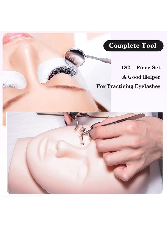 SZCY LLC - 282 Pieces Lash Eyelash Extension Kit, Eyelash Grafting Training Tools Lashes Extension Practice Exercise Set With Mannequin Head Cosmetics Case Glue Fan Dryer For Practice Eye Lashes Graft - Image 1