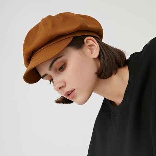 Gajaous Classic Newsboy Hats, Two Size Newsboy Flat Cap for Men and Women, Fashion Baker boy hat Beret Cap Brown - Image 5
