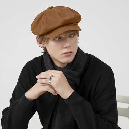 Gajaous Classic Newsboy Hats, Two Size Newsboy Flat Cap for Men and Women, Fashion Baker boy hat Beret Cap Brown - Image 2