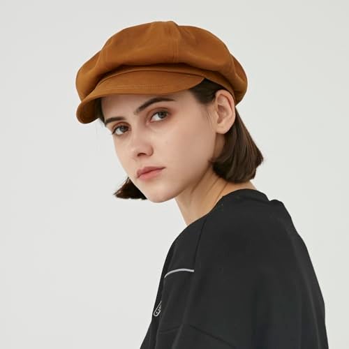 Gajaous Classic Newsboy Hats, Two Size Newsboy Flat Cap for Men and Women, Fashion Baker boy hat Beret Cap Brown - Image 4
