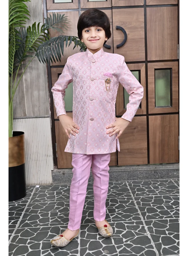 BT DEZINES Boys Purple Sherwani and Trousers Set