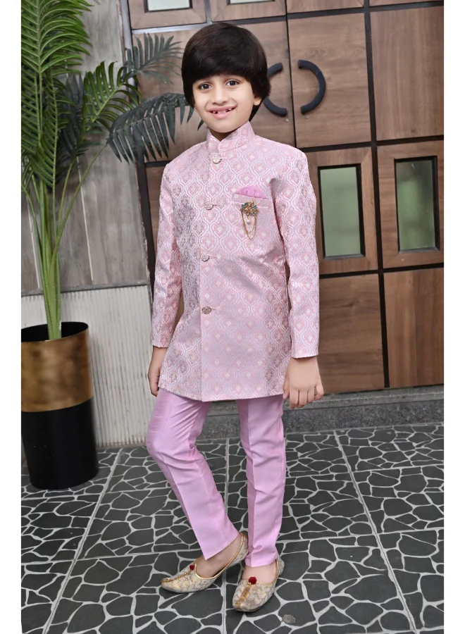 BT DEZINES Boys Purple Sherwani and Trousers Set