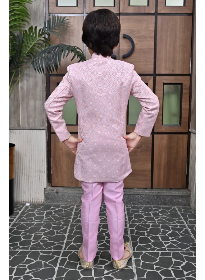 BT DEZINES Boys Purple Sherwani and Trousers Set