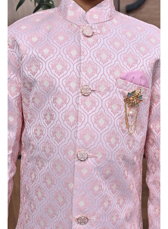 BT DEZINES Boys Purple Sherwani and Trousers Set