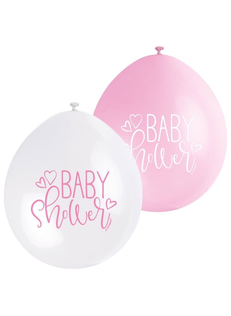 Unique Baby Shower Balloons Pink White Latex 23 cm 10-Pack