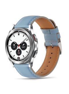 Tasikar 20mm Leather Bands Compatible with Samsung Galaxy Watch 6/5/4 Band/Watch 6 Classic 43mm 47mm/Watch 5 Pro Band, Genuine Leather Strap Bracelet for Galaxy Watch 4 Classic/Watch 3, Blue  - Image 1