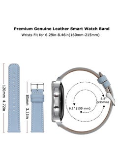Tasikar 20mm Leather Bands Compatible with Samsung Galaxy Watch 6/5/4 Band/Watch 6 Classic 43mm 47mm/Watch 5 Pro Band, Genuine Leather Strap Bracelet for Galaxy Watch 4 Classic/Watch 3, Blue  - Image 5
