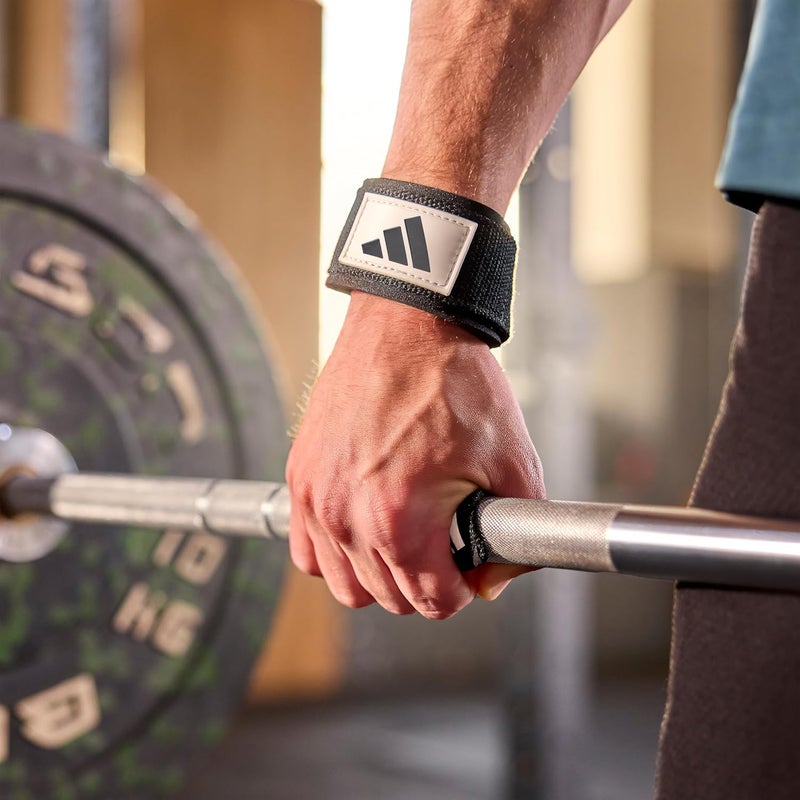 Adidas Lifting Straps Black/White Adjustable Cotton Straps for Secure Grip & Power Training - Image 5