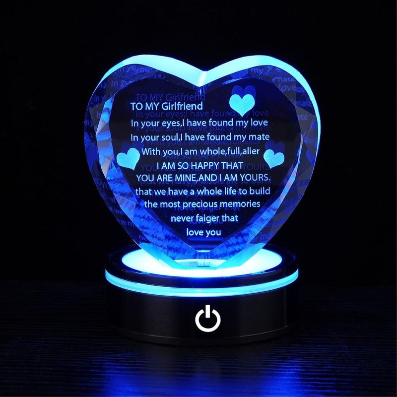Girlfriend Gifts, Romantic Love Heart Crystal 3D, Valentine Anniversary Birthday, Lover Keepsake Present, Romantic Confession I Love You - Image 1