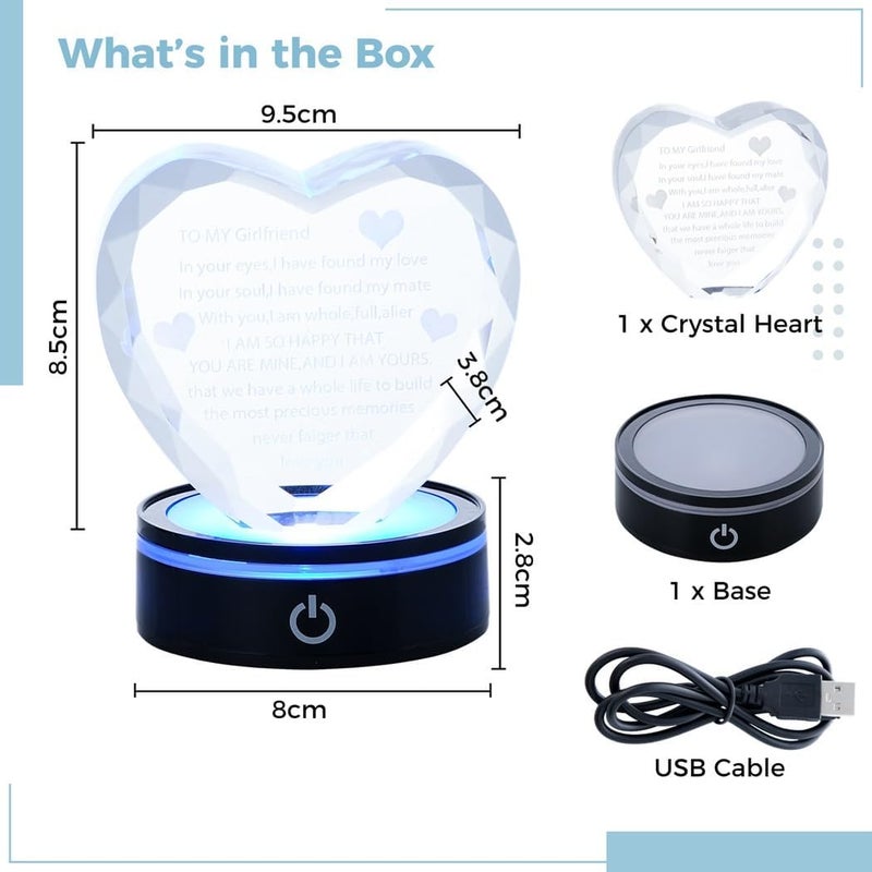 Girlfriend Gifts, Romantic Love Heart Crystal 3D, Valentine Anniversary Birthday, Lover Keepsake Present, Romantic Confession I Love You - Image 4