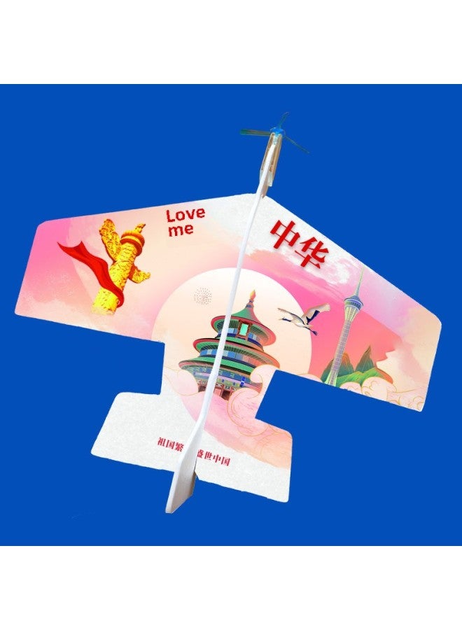 Foam Glider Airplane DIY Assembly Kids Educational Toy Aerodynamics Model Airplane Hand Thrown And Turns Back For Children-Color:biplane Swing Aircraft  - Image 3