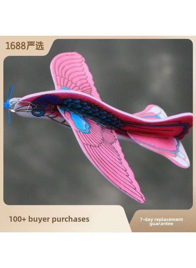 Foam Glider Airplane DIY Assembly Kids Educational Toy Aerodynamics Model Airplane Hand Thrown And Turns Back For Children-Color:biplane Swing Aircraft  - Image 4