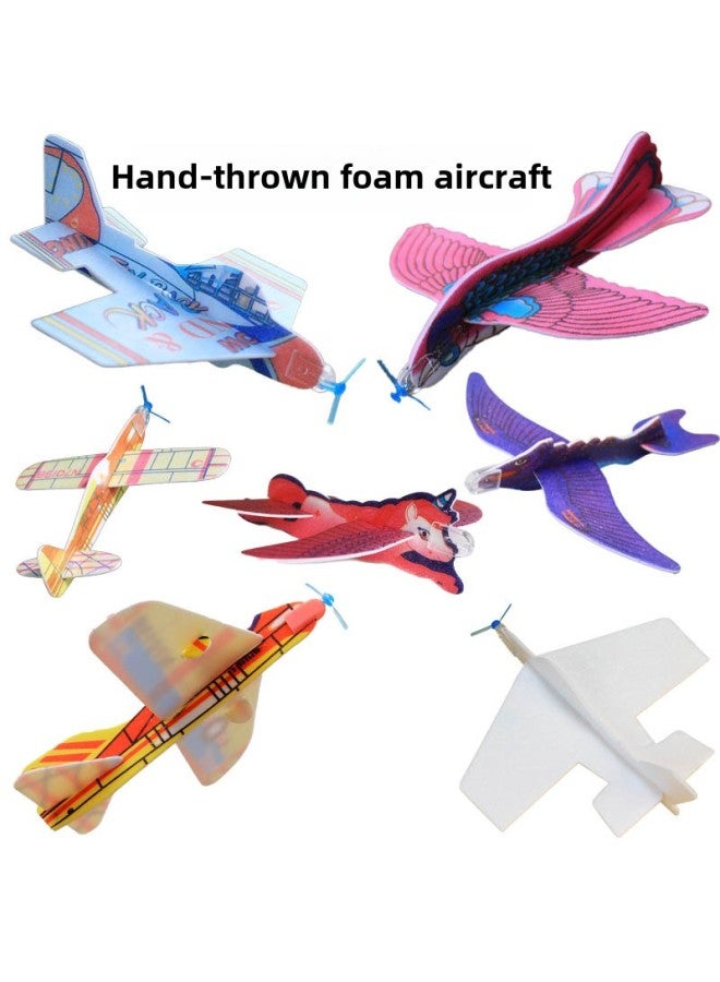 Foam Glider Airplane DIY Assembly Kids Educational Toy Aerodynamics Model Airplane Hand Thrown And Turns Back For Children-Color:biplane Swing Aircraft  - Image 2