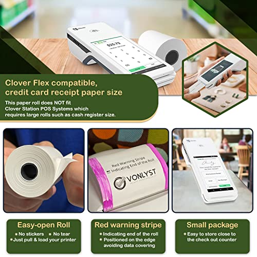 Vonlyst Thermal Paper Roll for Clover Flex Receipt Paper 2 1/4 x 55 (20 rolls) - Image 2