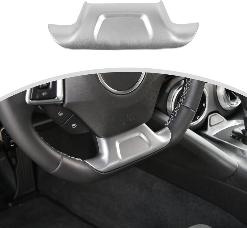 CheroCar for Chevrolet Camaro Steering Wheel Trim Decoration Cover Interior Accessories for Chevrolet Camaro 2017-2025 (Silver) - Image 1
