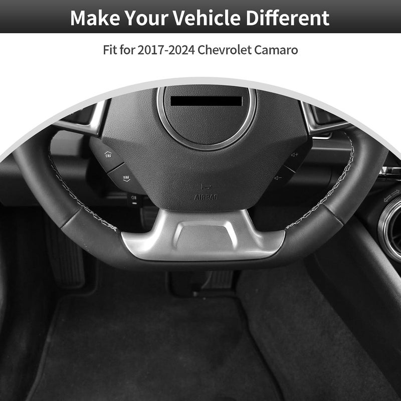 CheroCar for Chevrolet Camaro Steering Wheel Trim Decoration Cover Interior Accessories for Chevrolet Camaro 2017-2025 (Silver) - Image 2
