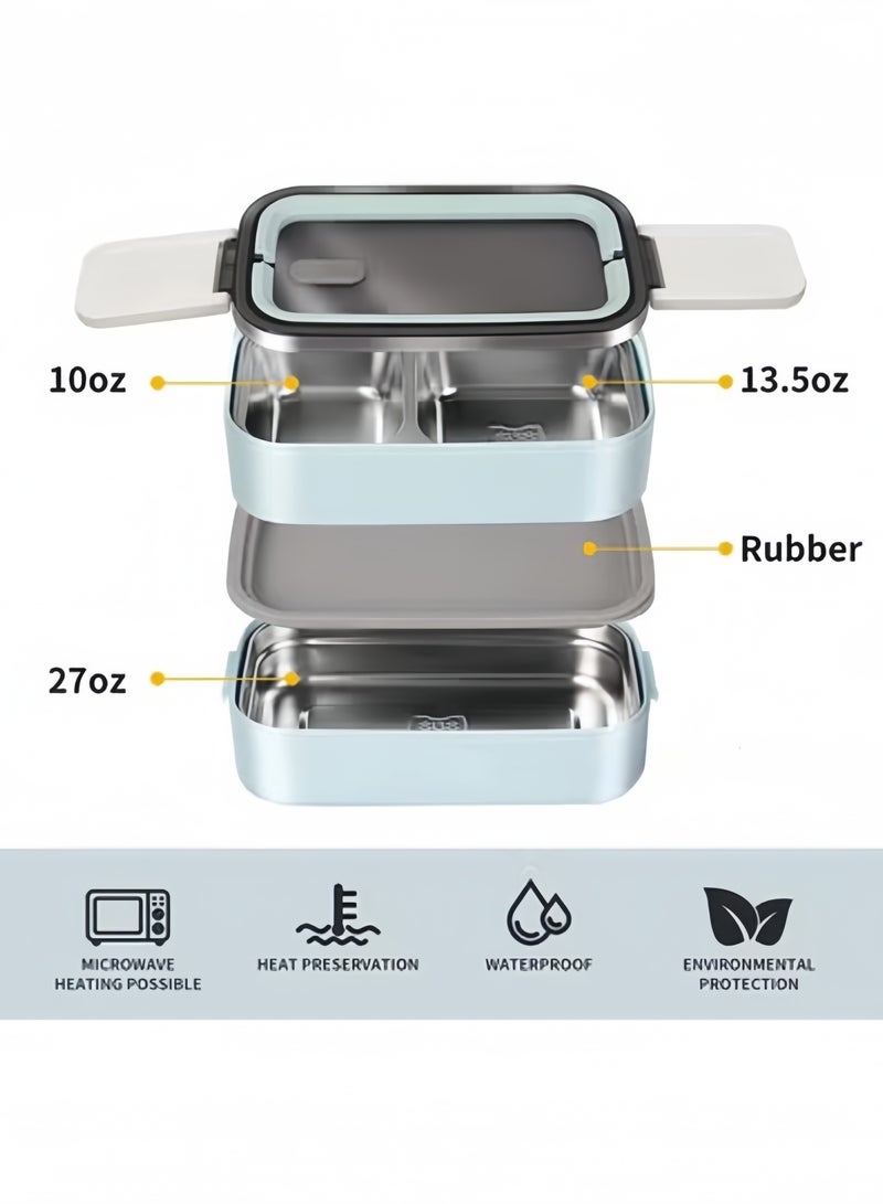 GGEROU Stainless Steel Bento Lunch Box,1400ml 2 Layer Meal Lunch Container With Bag,Pink - Image 5