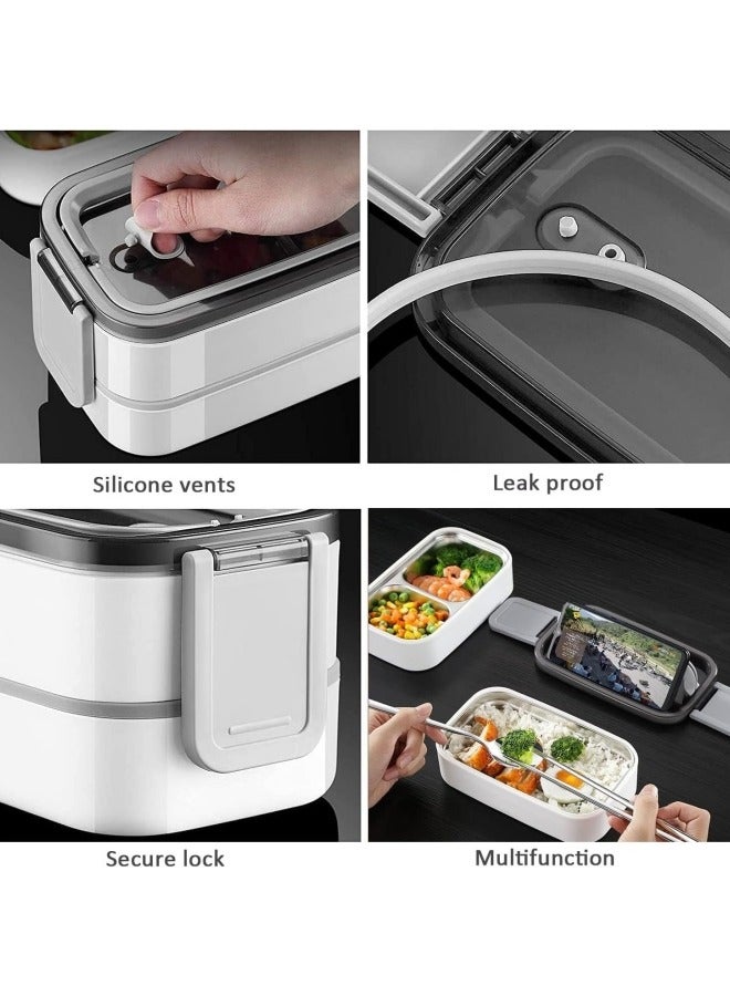 GGEROU Stainless Steel Bento Lunch Box,1400ml 2 Layer Meal Lunch Container With Bag,Pink - Image 4