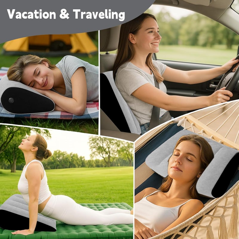 Prosixtoy Portable Inflatable Wedge Pillow for Traveling - 2 Pack Body Positioner for Body Support,18in Adjustable Sleeping Cushion,Lightweight Bed Leg Elevation Partner Support Camping Pillows,Fast Inflation - Image 2
