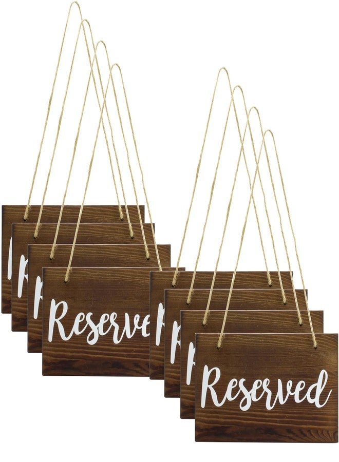 JINGHANGER 8 PCS Hanging Wooden Reserved Signs Rustic Reserved Seating Signs for Weddings Special Events Chairs Chair Hanging Sign Church Pews Restaurant Doorways - Image 1