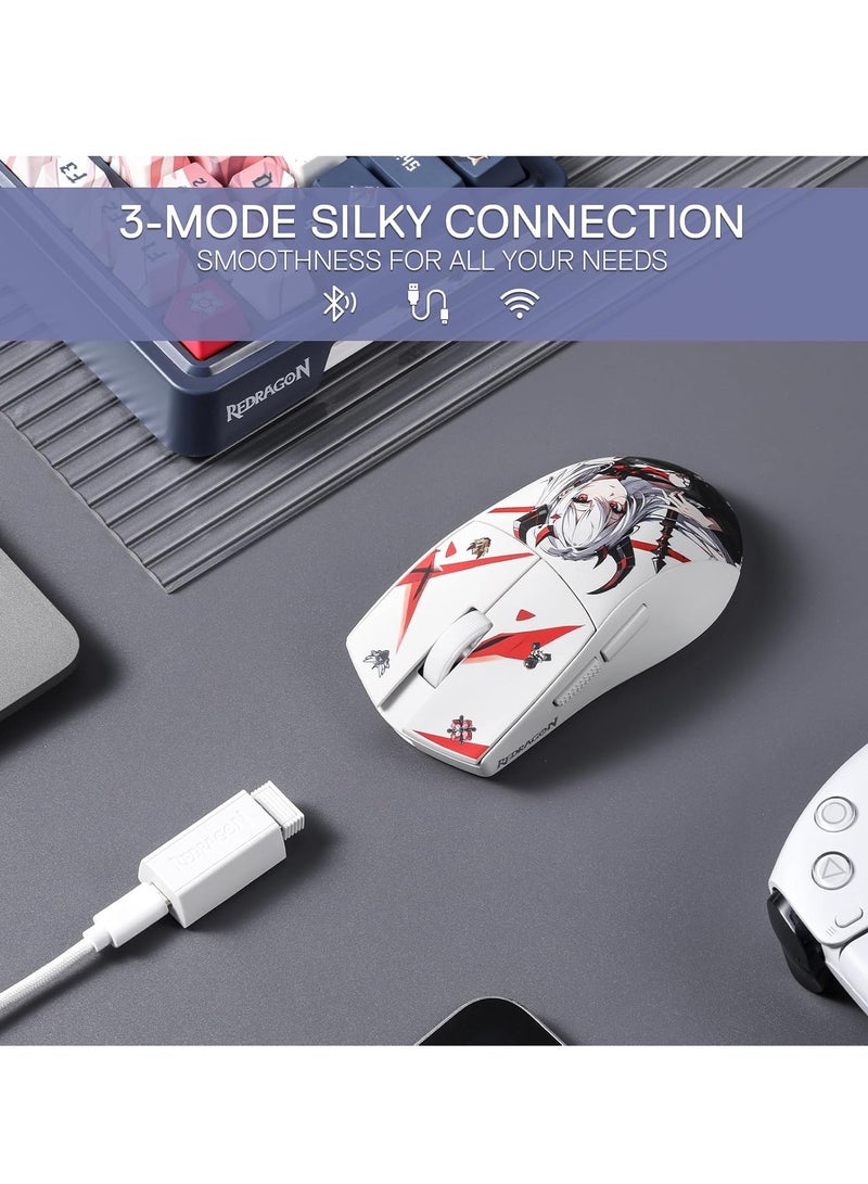 Redragon M916AK PRO 3-Mode Anime Gaming Mouse, 42G Ultra-Light 26K DPI Gaming Mouse w/Ergonomic Natural Grip Build, Full Programmable Buttons, Software Supports DIY Keybinds & DPI - Image 3