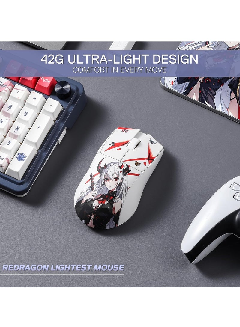 Redragon M916AK PRO 3-Mode Anime Gaming Mouse, 42G Ultra-Light 26K DPI Gaming Mouse w/Ergonomic Natural Grip Build, Full Programmable Buttons, Software Supports DIY Keybinds & DPI - Image 4