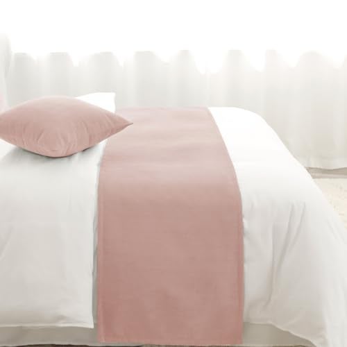 AMBERIS Bed Runner Single Layer Chenille Coral Pink, Modern Style Bed Scarves for Home Hotel Decorations - Image 2