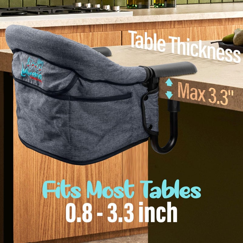 lulunemo Hook On Chair with Removable Dining Tray,Portable Hook-On Chairs with Storage Bag,for Home and Travel(Grey) - Image 3