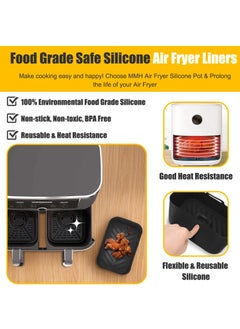 KASTWAVE 2-Pack Rectangular Air Fryer Silicone Liners for Ninja Foodi DZ201 8QT/DZ090 6QT - Reusable, Easy-Clean Non-Stick Basket Inserts, Food-Safe - MMH Replacement Airfryer Trays, Black  - Image 3