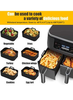 KASTWAVE 2-Pack Rectangular Air Fryer Silicone Liners for Ninja Foodi DZ201 8QT/DZ090 6QT - Reusable, Easy-Clean Non-Stick Basket Inserts, Food-Safe - MMH Replacement Airfryer Trays, Black  - Image 5