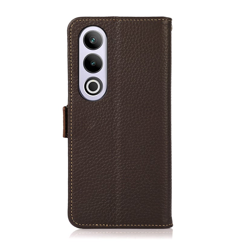 HuHa Protective Cover For OnePlus Ace 3V KHAZNEH Side-Magnetic Litchi Genuine Leather RFID Phone Case(Brown) - Image 3