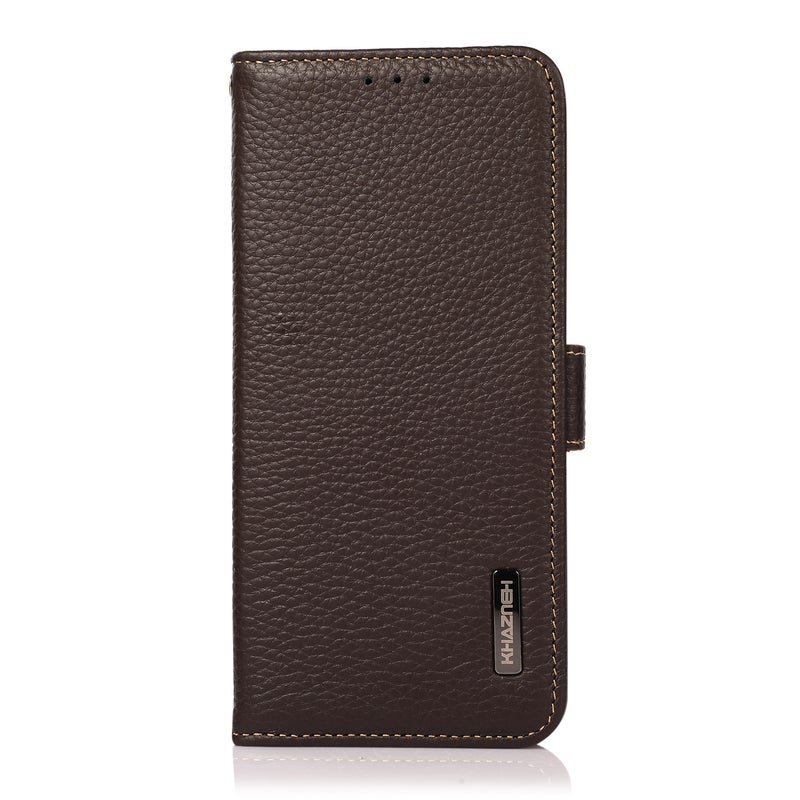HuHa Protective Cover For OnePlus Ace 3V KHAZNEH Side-Magnetic Litchi Genuine Leather RFID Phone Case(Brown) - Image 2