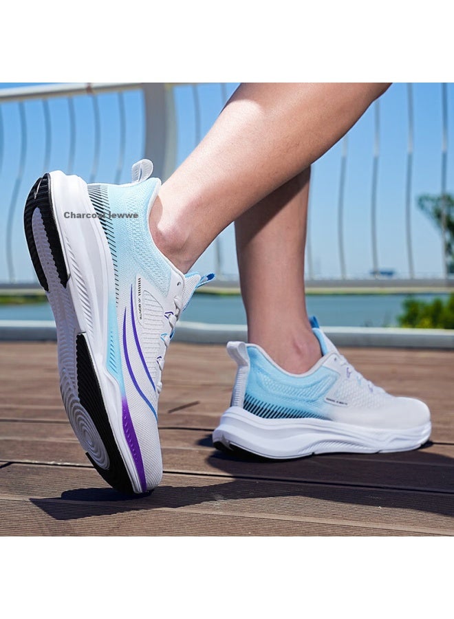 BANGTE Bont Men's Sports Shoes Comfortable Durable Breathable Non-slip Casual Running Shoes White Purple Size 35 - Image 1