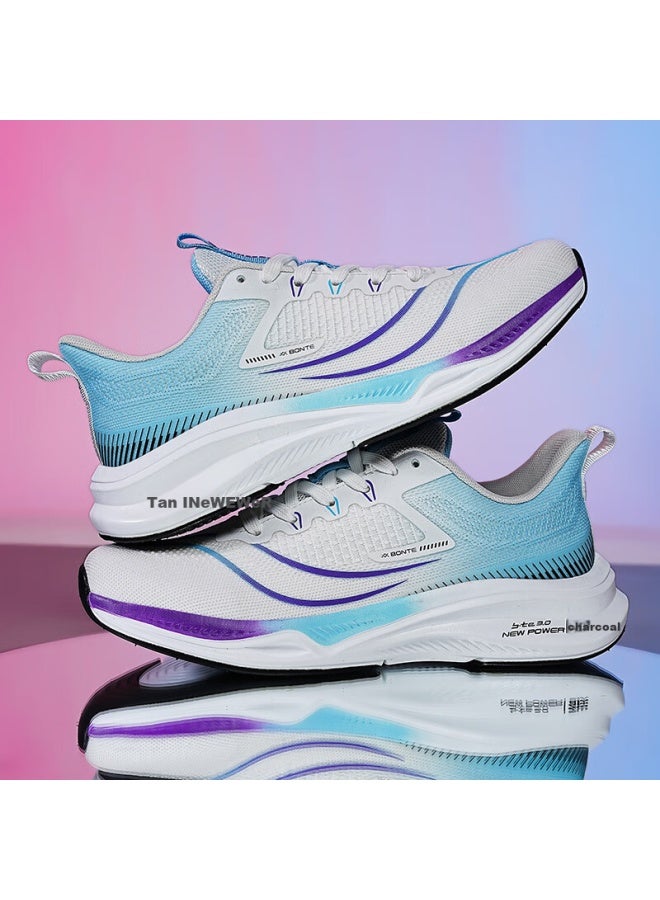 BANGTE Bont Men's Sports Shoes Comfortable Durable Breathable Non-slip Casual Running Shoes White Purple Size 35 - Image 5